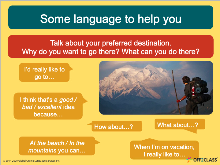 Vacation Planning ESL lesson 