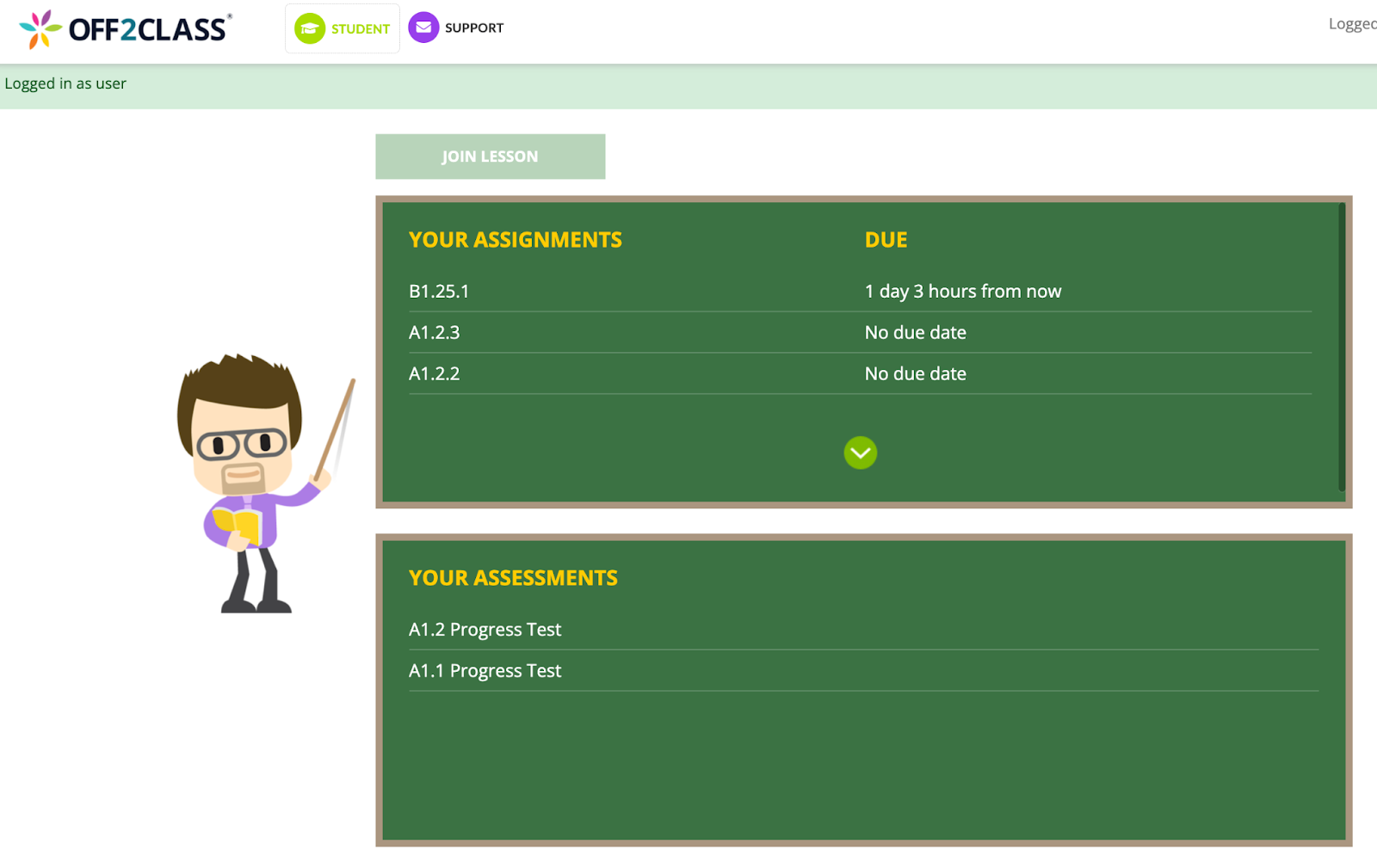 A screenshot of the old Student Panel. The Student Panel has served us well. Now it is time for an improved user experience. 